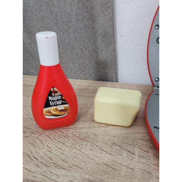 Kids Waffle Maker Toy Pretend Syrup Breakfast Set Play Food Red Appliances - Picture 4 of 8